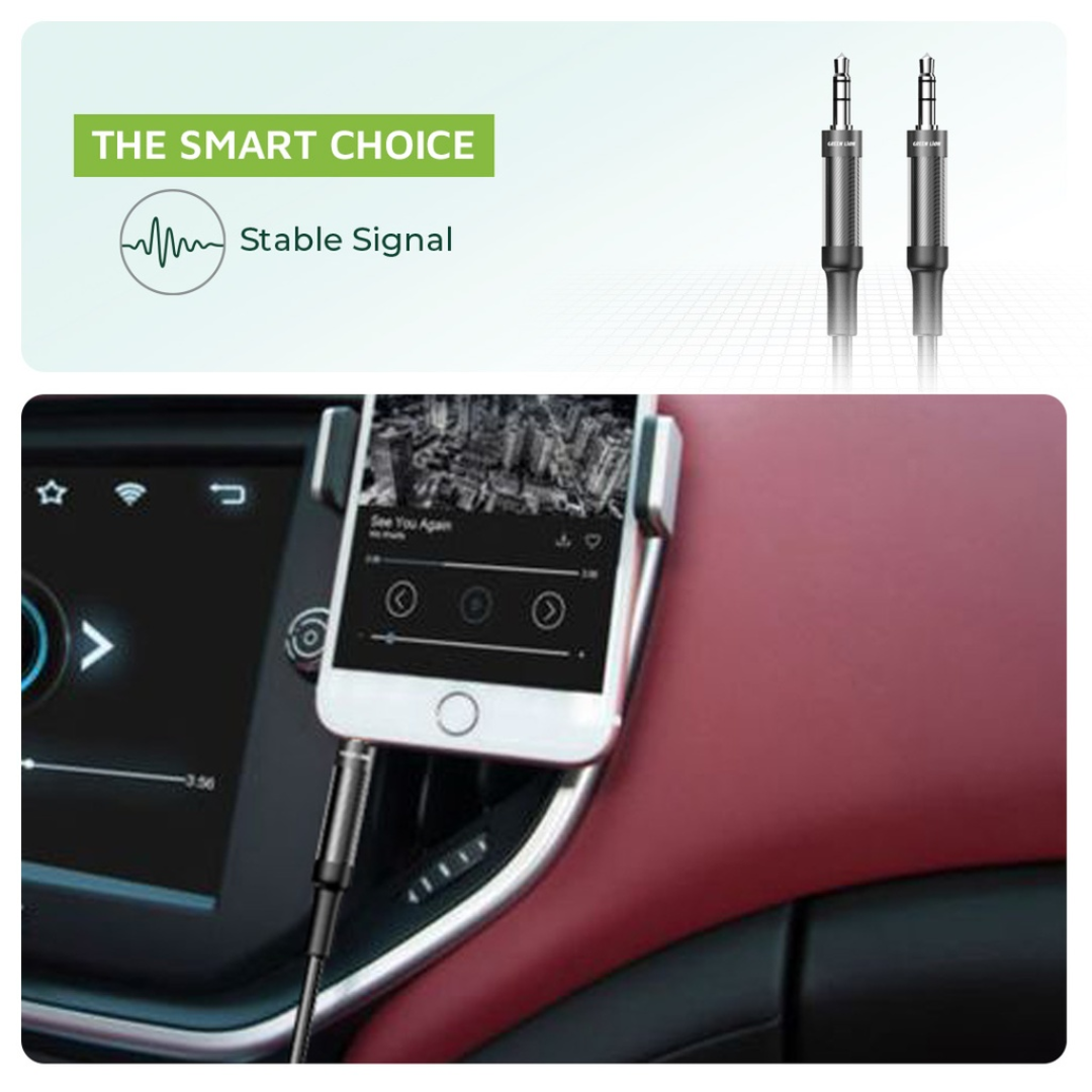 Green Lion AUX to AUX Braided Cable 1M