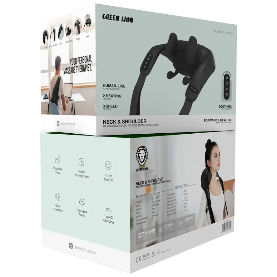 Green Lion Neck & Shoulder Rechargeable 4D kneading Massage