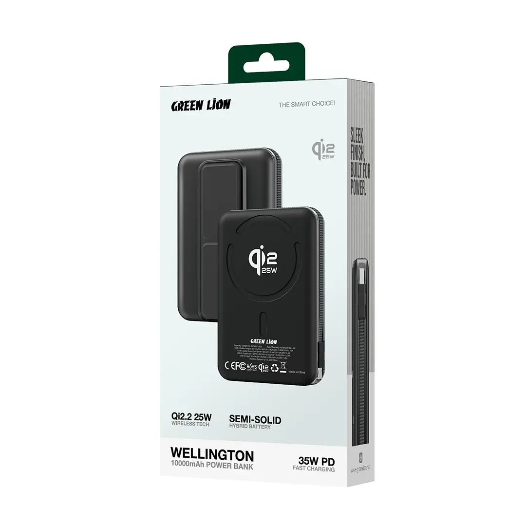 Green Lion Wellington 10000mAh Power Bank | Black