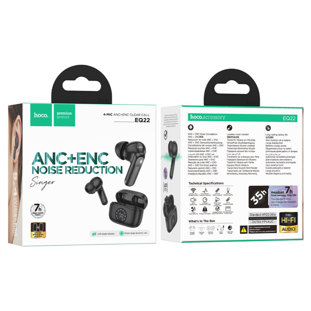 Hoco TWS headset “EQ22 Singer” ANC + ENC | Black