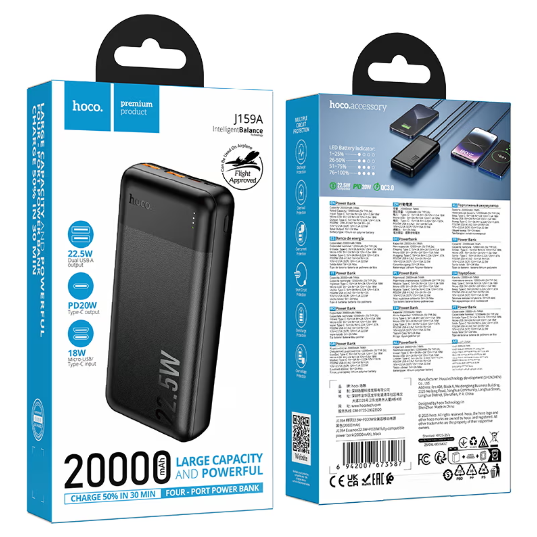 Hoco Power bank “J159A Essence” 22.5W + PD20W 20000mAh