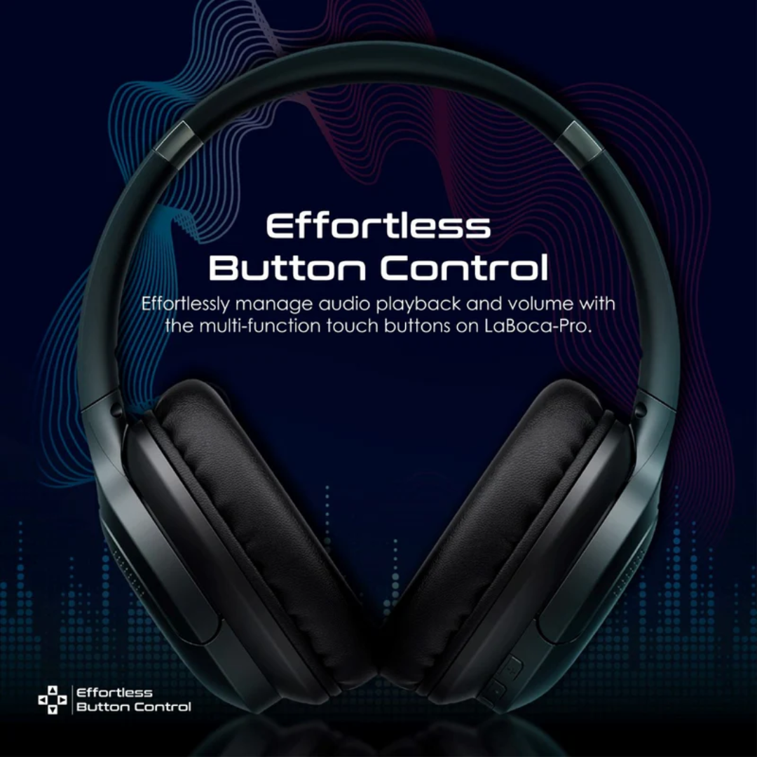 Promate High Fidelity Over-Ear Wireless Headphones - LaBoca-Pro | Black