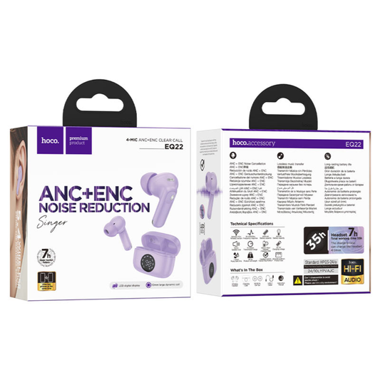 Hoco TWS headset “EQ22 Singer” ANC + ENC | Taro Purple