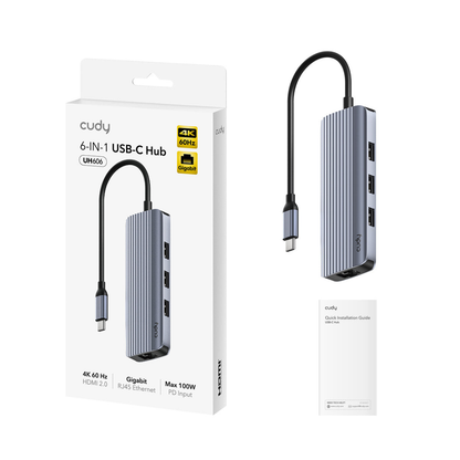 Cudy 6-In-1 USB-C Hub with Gigabit Ethernet Port - UH606 1.0
