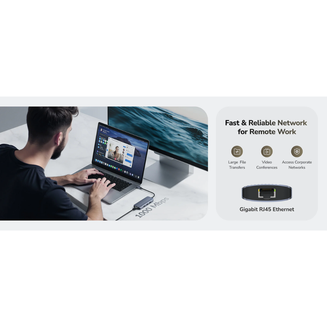 Cudy 6-In-1 USB-C Hub with Gigabit Ethernet Port - UH606 1.0