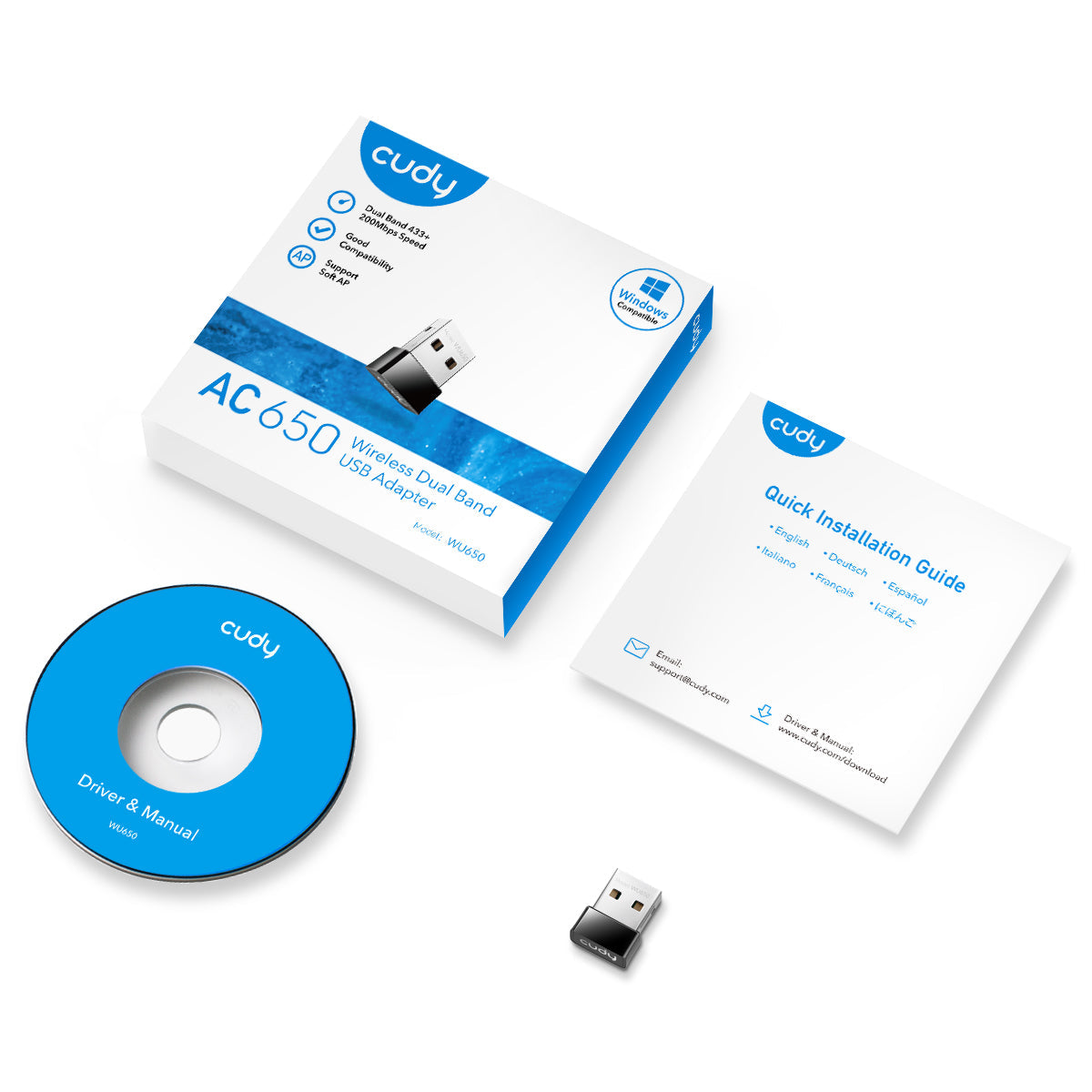 Cudy AC650 Wireless Dual Band USB Adapter - WU650