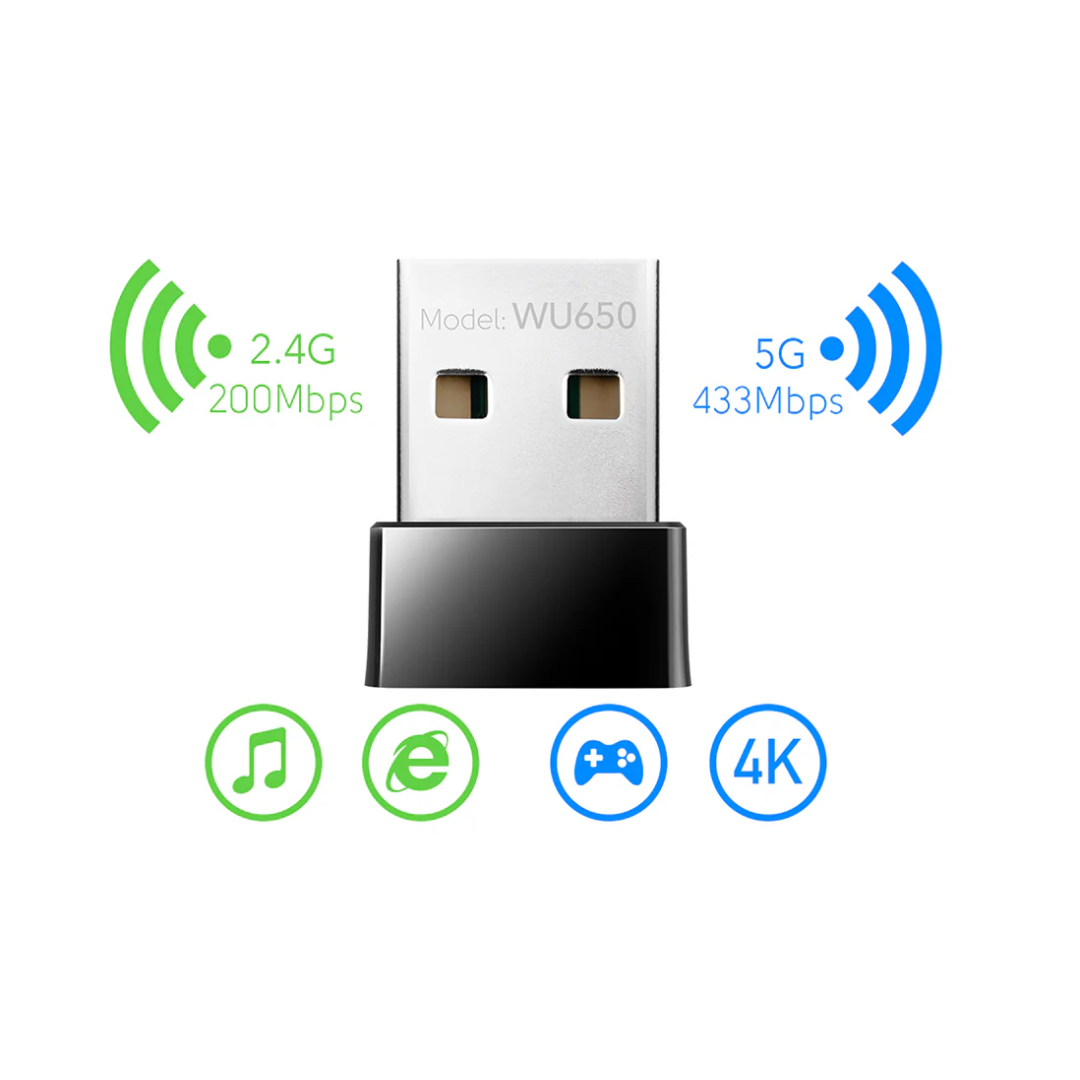 Cudy AC650 Wireless Dual Band USB Adapter - WU650
