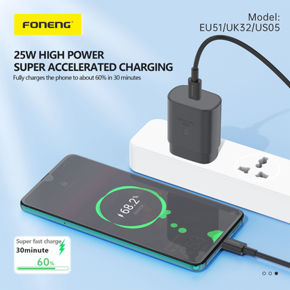 Foneng EU51 USB-C GaN Charger (25W) | White