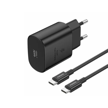 Foneng EU51 USB-C GaN Charger (25W) With C-to-C Cable | Black