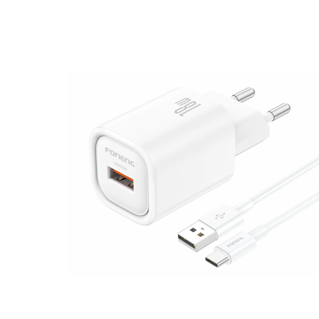 Foneng EU68 USB-A Charger (18W) With A-to-C Cable | White