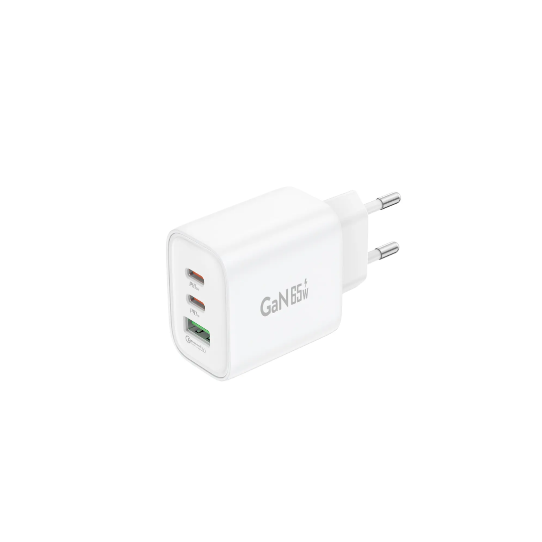 Foneng GaN10-EU A+C+C 3-Port GaN Charger (65W) With C-to-C Cable | White