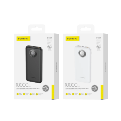 Foneng PX101 10000mAh Power Bank (22.5W & 3 Outputs) | Black