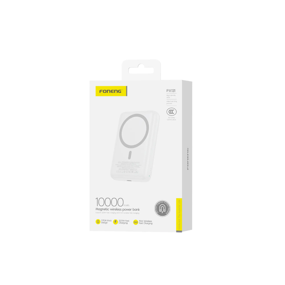Foneng PX131 10000mAh Ultra-Thin Magnetic Power Bank (22.5W) | White