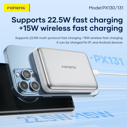 Foneng PX131 10000mAh Ultra-Thin Magnetic Power Bank (22.5W) | White