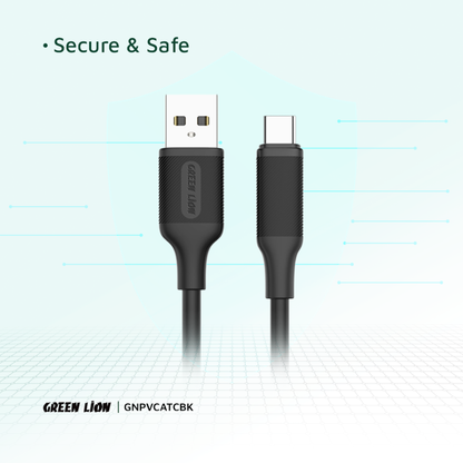 Green Lion USB-A to USB-C PVC Cable 1M 2.4A | Black