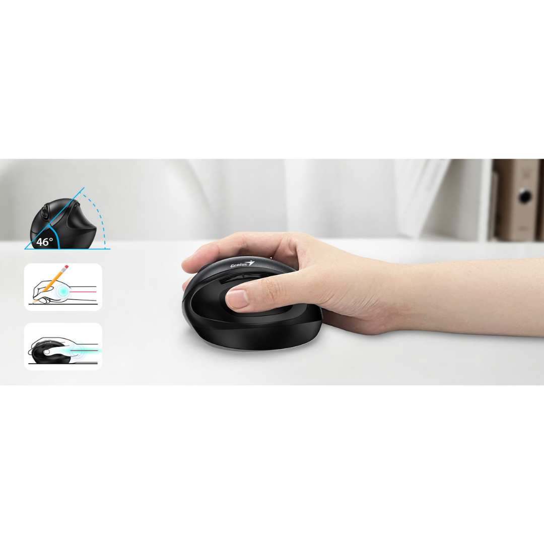 Genius Wireless Vertical Ergonomic Silent Mouse - Ergo 8300S | Iron Grey