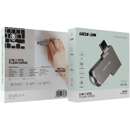 Green Lion 2 in 1 OTG USB-C Flash Drive USB 3.0 - 256GB