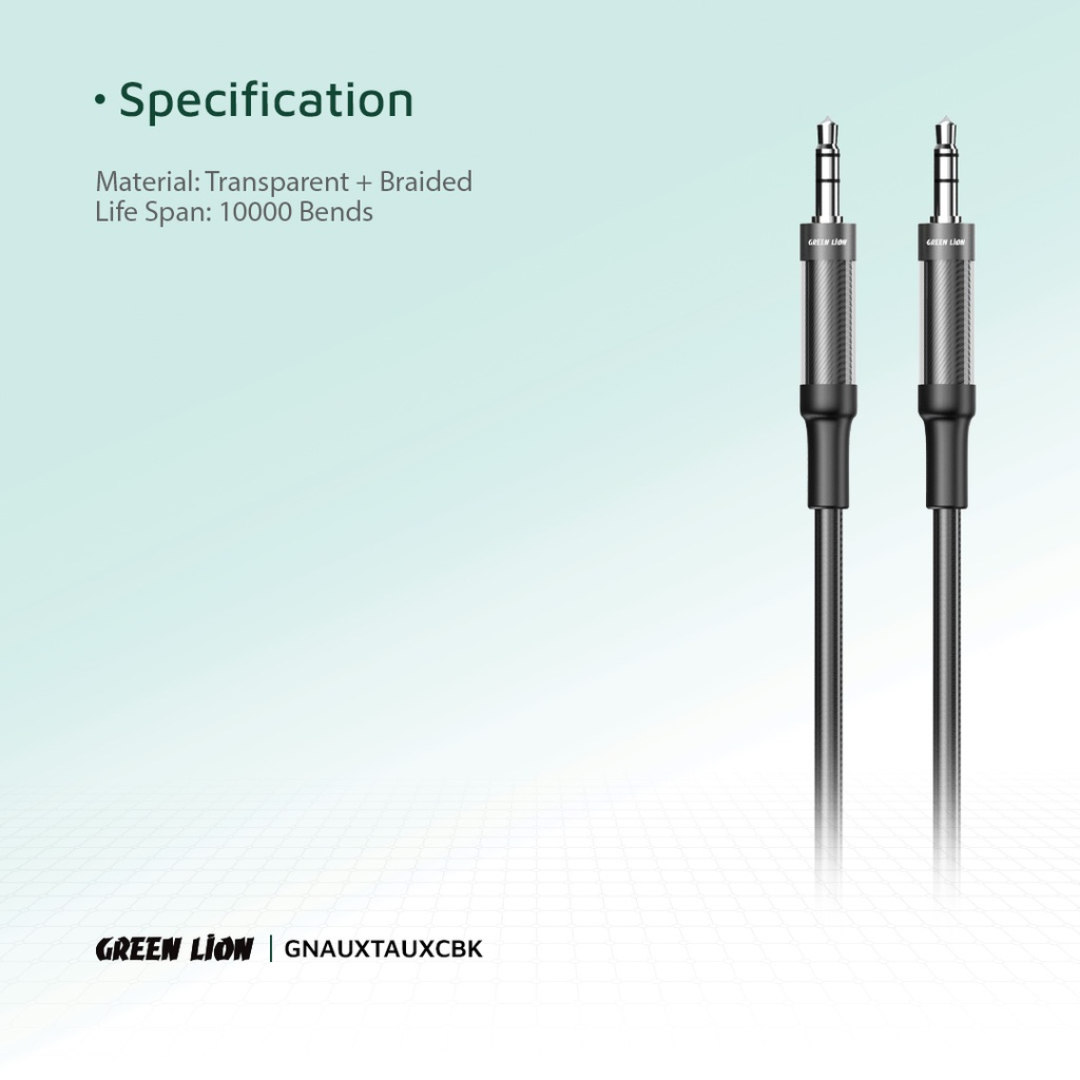 Green Lion AUX to AUX Braided Cable 1M