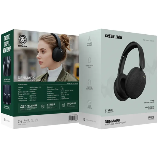 Green Lion Denmark Wireless Headphone | Black