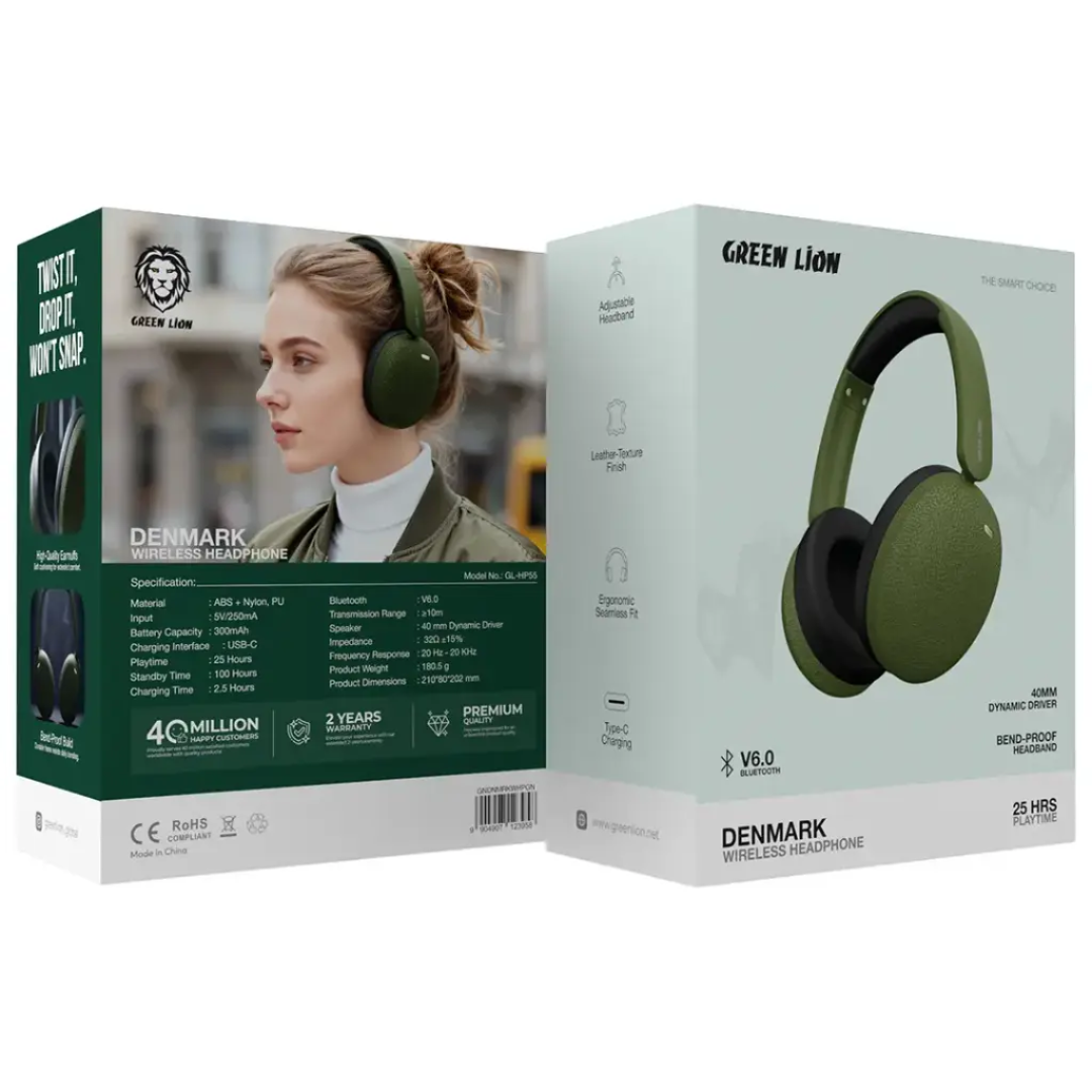 Green Lion Denmark Wireless Headphone | Green