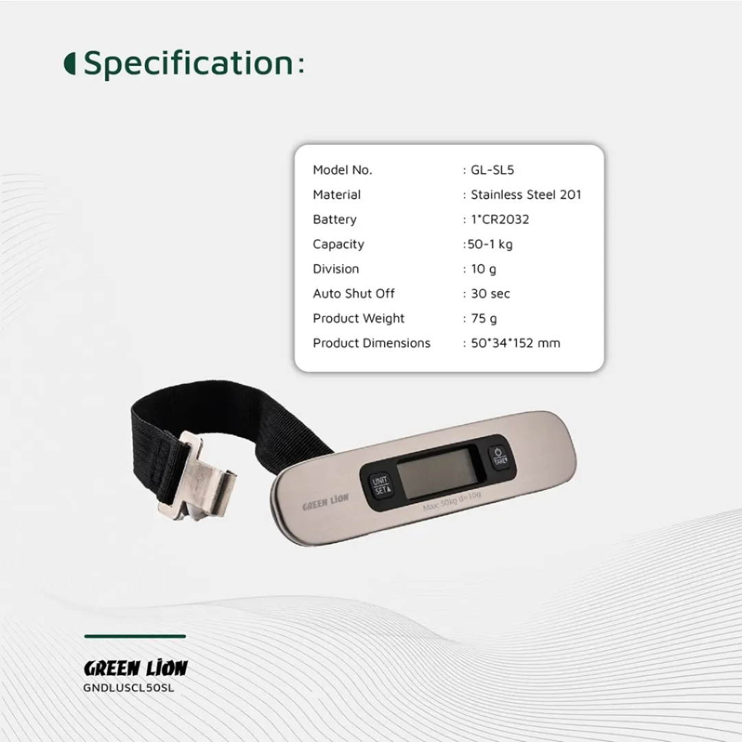 Green Lion Digital Luggage Scale - Silver