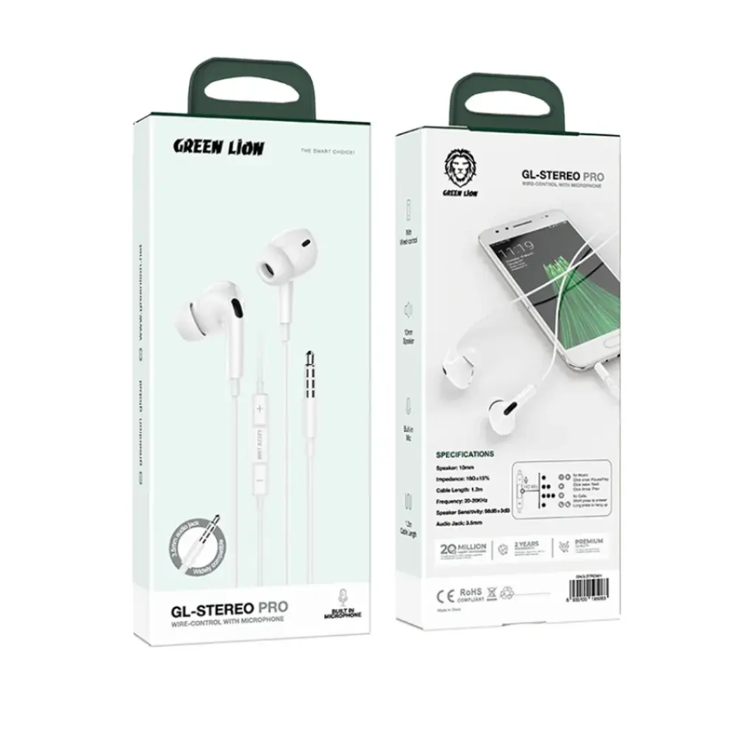 Green Lion GL-Stereo Pro Wire Control With Microphone | White