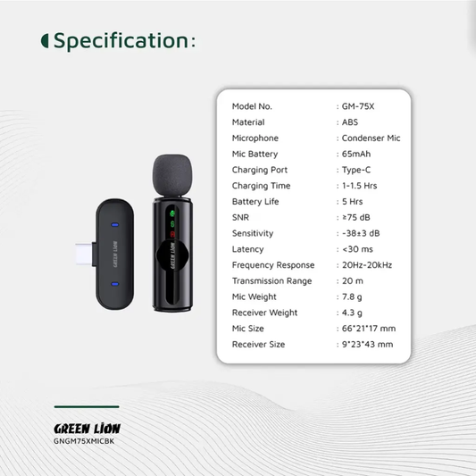 Green Lion GM-75X Microphone 3-Level Noise Cancellation