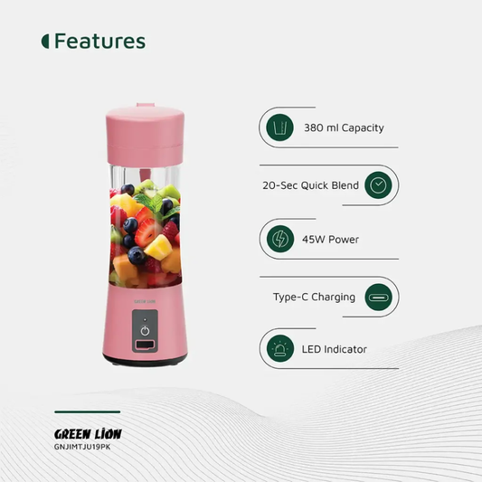 Green Lion Juice Mate Portable Juicer 380mL | Pink