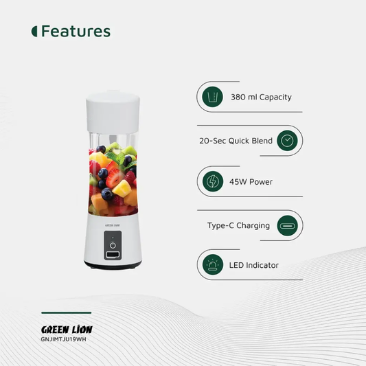 Green Lion Juice Mate Portable Juicer 380mL | White