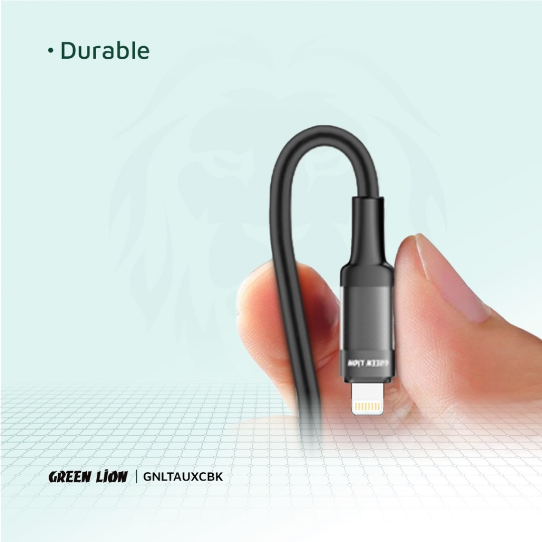 Green Lion Lightning to AUX Braided Cable 1M