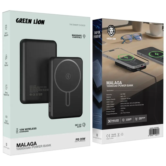 Green Lion Malaga Power Bank - 10000mAh | Black