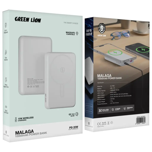 Green Lion Malaga Power Bank - 10000mAh | White