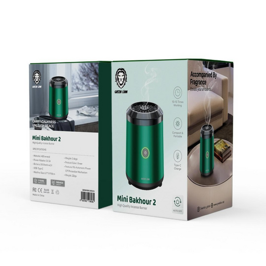 Green Lion Mini Bakhour Lite Incense Burner | Green