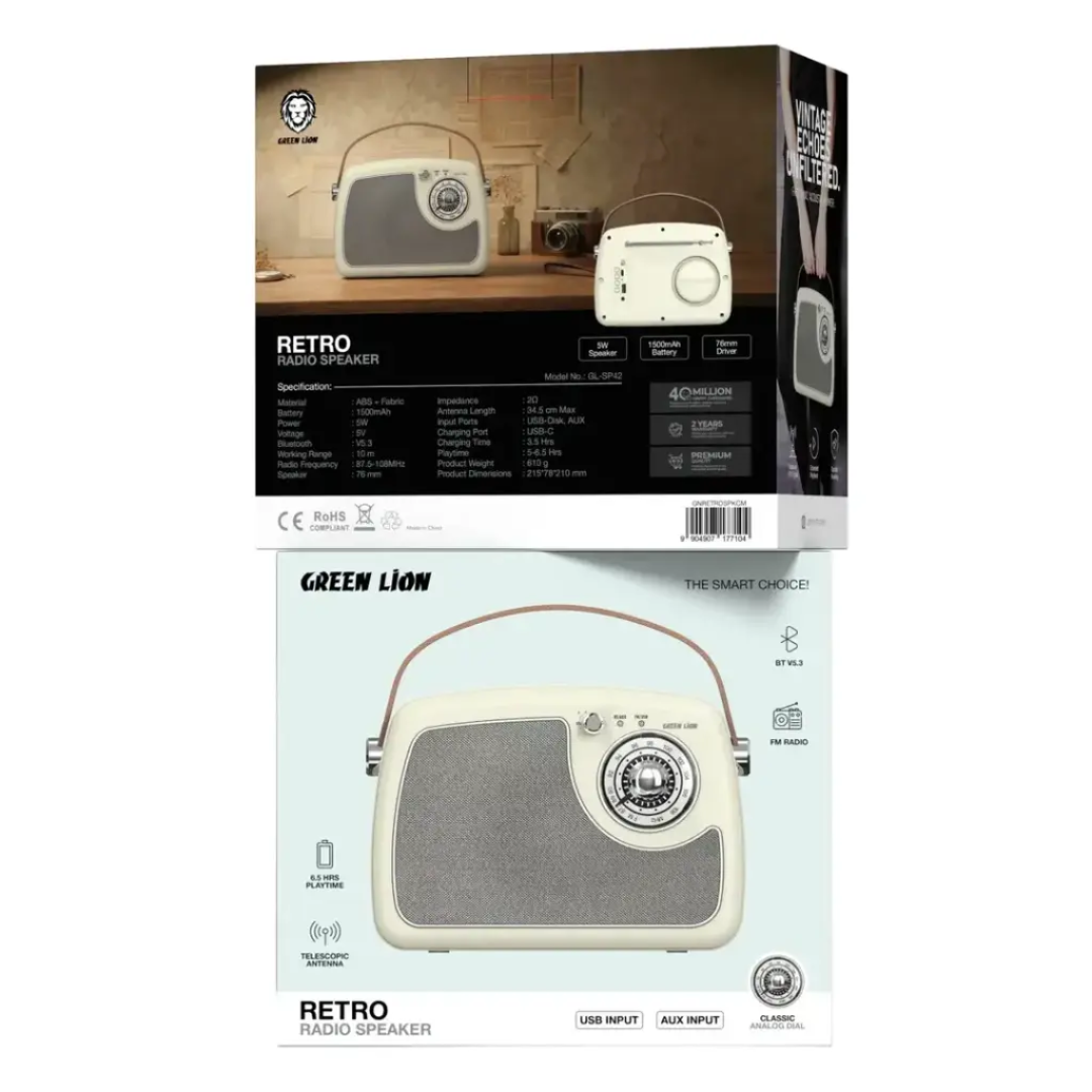 Green Lion Retro Radio Speaker | Cream