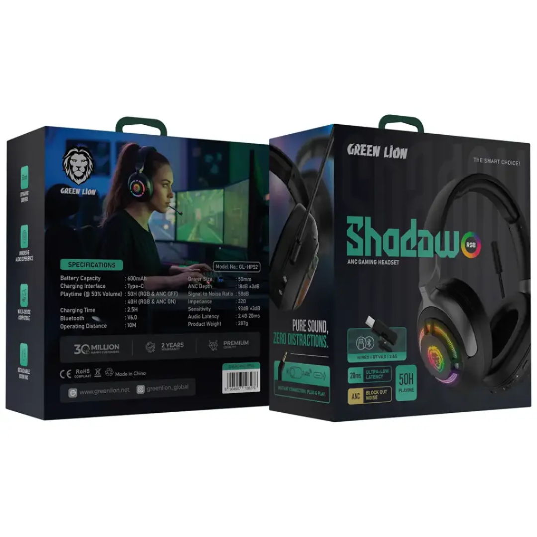Green Lion Shadow ANC Gaming Headset