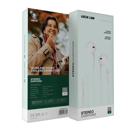 Green Lion Stereo Earphones | White