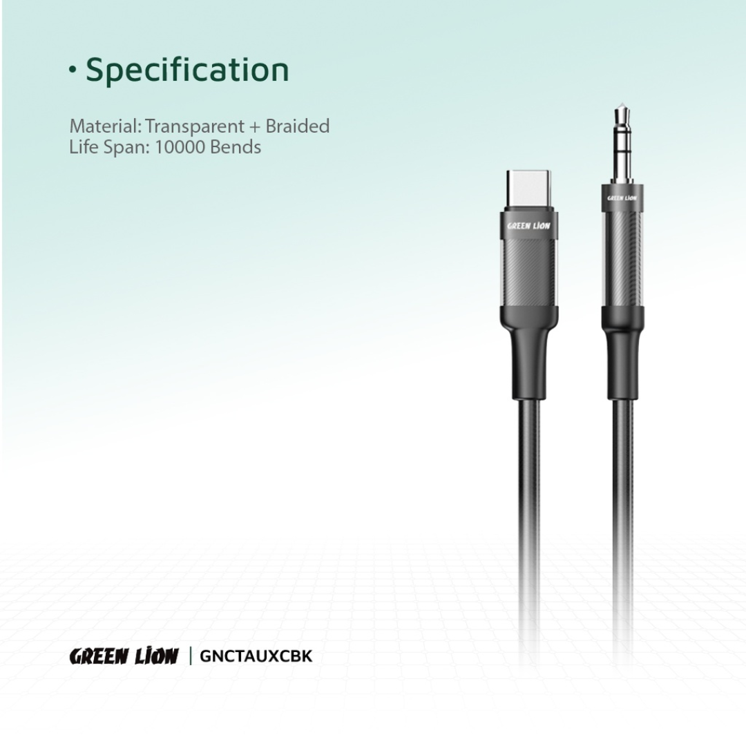 Green Lion USB-C to AUX Braided Cable 1M