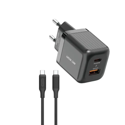 Green Lion Ultra Compact GaN Wall Charger EU Pin A+C 20W (with C to C Cable)