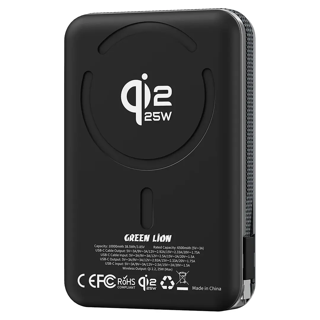 Green Lion Wellington 10000mAh Power Bank | Black