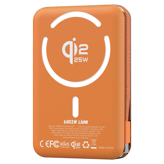 Green Lion Wellington 10000mAh Power Bank | Orange