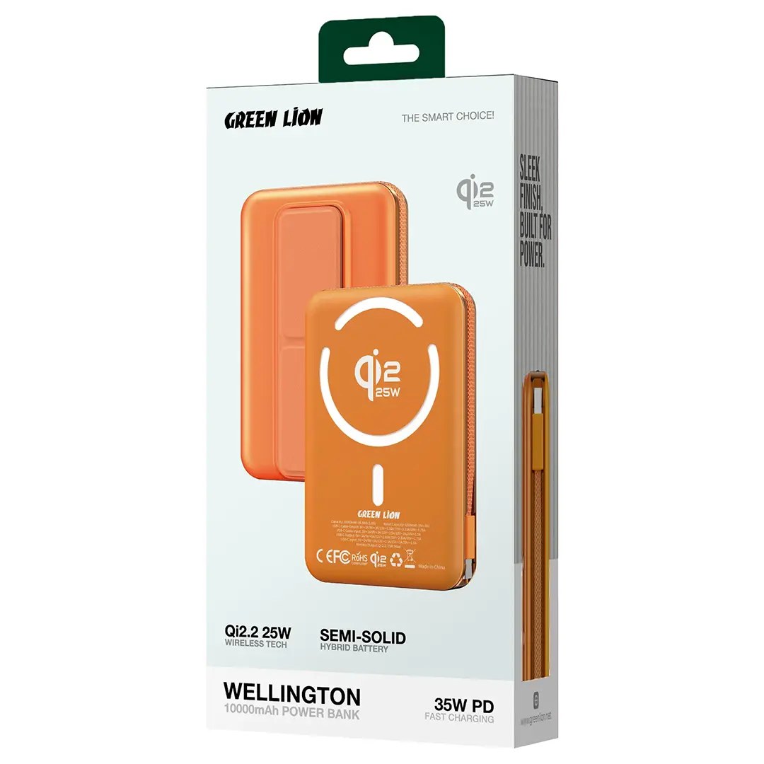 Green Lion Wellington 10000mAh Power Bank | Orange