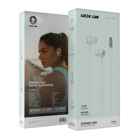 Green Lion Stereo X90 Type-C Wired Earphone | White