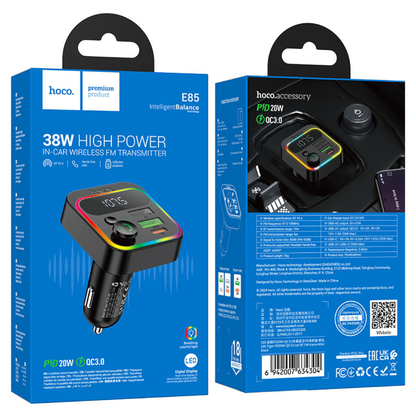 Hoco Car charger “E85 Tiger” PD20W QC3.0 with wireless FM transmitter