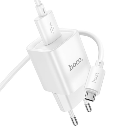 Hoco Wall charger “C145A Charm” QC3.0 EU set with USB-A to Micro-USB cable