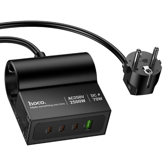 Hoco Power strip “AC34 Win” PD70W 4 ports + 2 sockets EU / GER