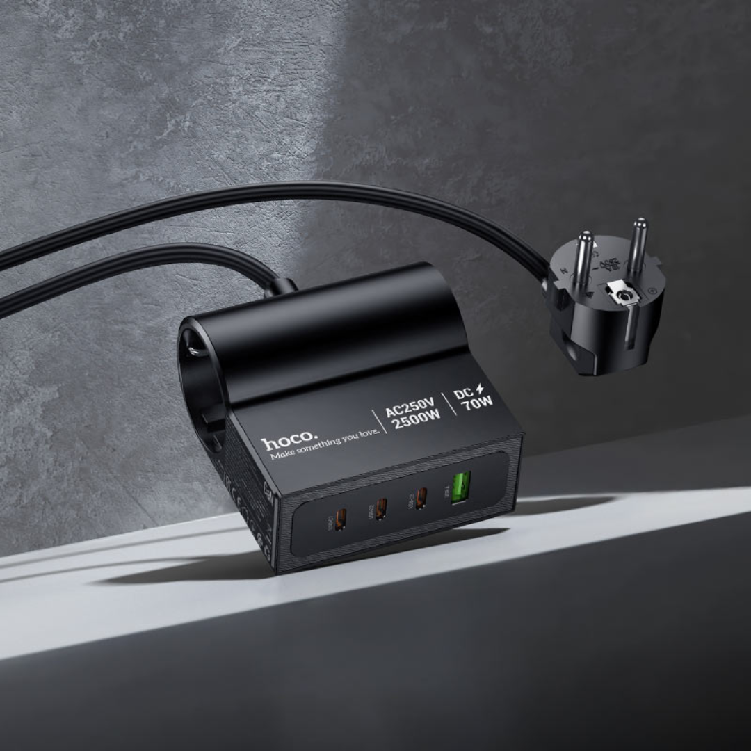 Hoco Power strip “AC34 Win” PD70W 4 ports + 2 sockets EU / GER