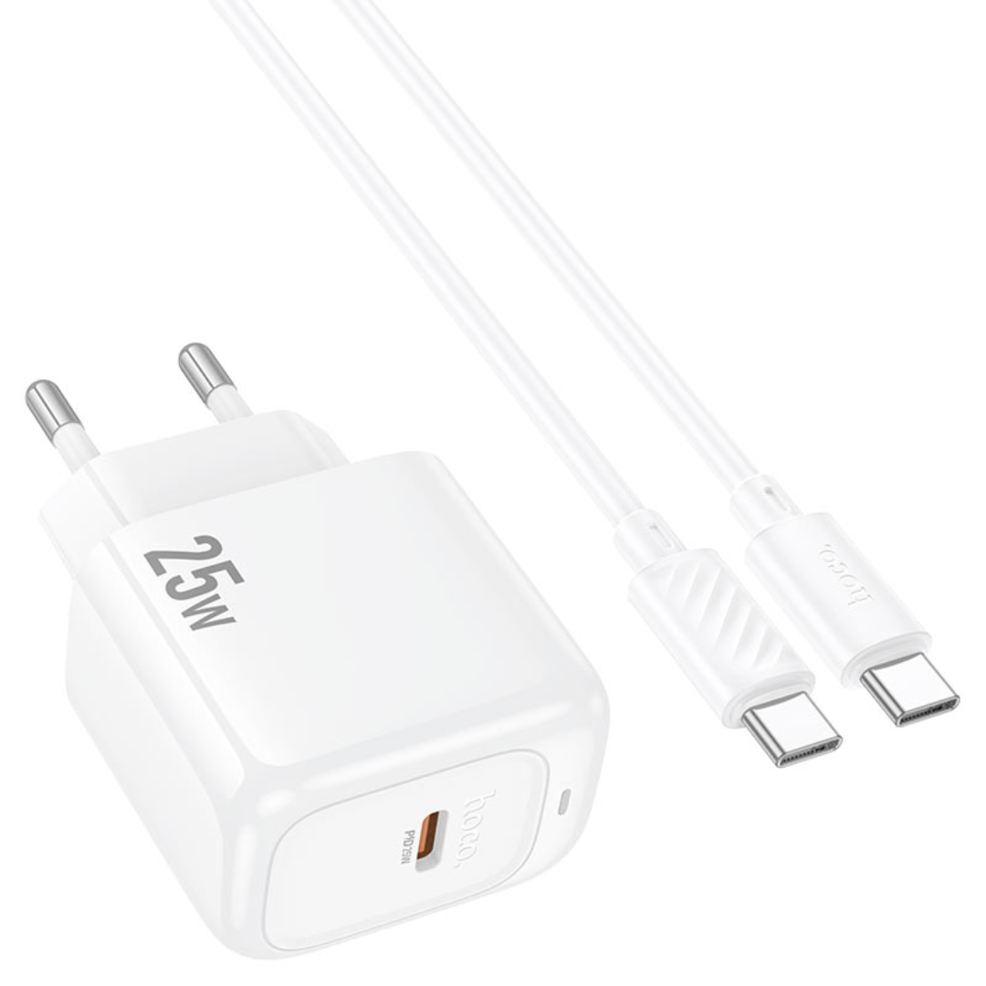 Hoco Wall charger “CS53A Surplus” PD25W EU cable set with Type-C to Type-C cable