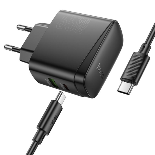 Hoco Wall charger “CS63A Bright” PD65W EU cable set with Type-C to Type-C cable