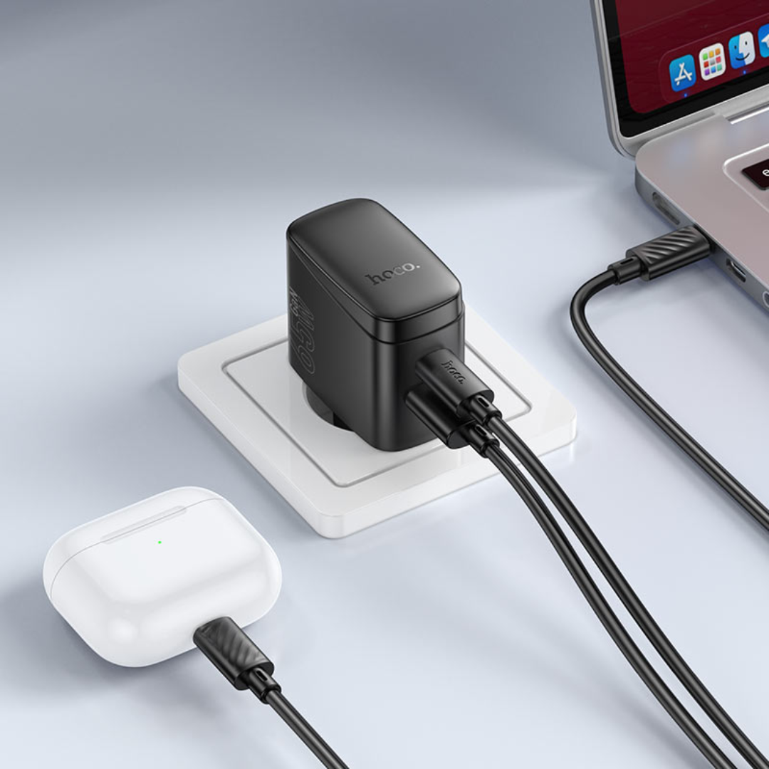 Hoco Wall charger “CS63A Bright” PD65W EU cable set with Type-C to Type-C cable