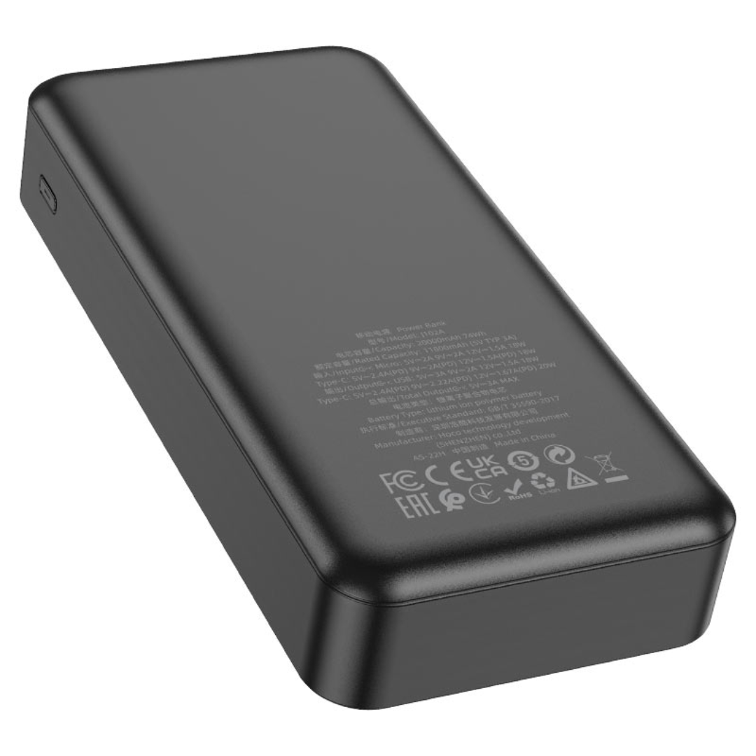 Hoco Power bank “J102A Cool figure” PD20W + QC3.0 20000mAh | Black